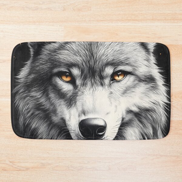 Item preview, Portrait Animal Noble Wolf Spirit Piercing Amber Eyes Monochrome Wilderness Majesty Gaze designed and sold by Tokyonomad.