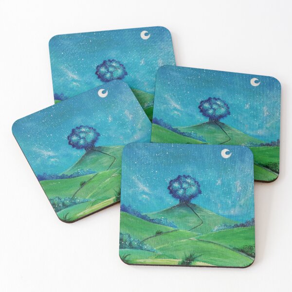 Item preview, Anglais  Astral Journey – Imaginary Forest in Blue, Green, Night, Fantasy Colors designed and sold by Artiqaly.