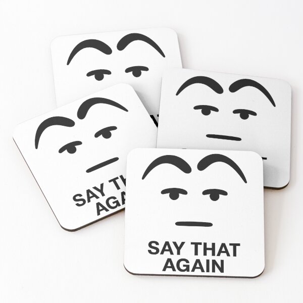 Item preview, Say That Again – Skeptical Eyebrow Reaction Meme (Minimalist Cartoon Face) designed and sold by Domci.