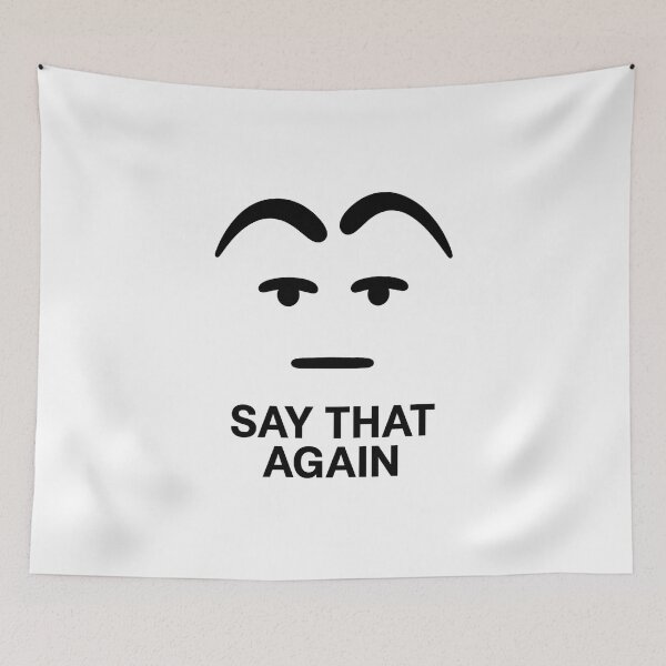 Item preview, Say That Again – Skeptical Eyebrow Reaction Meme (Minimalist Cartoon Face) designed and sold by Domci.