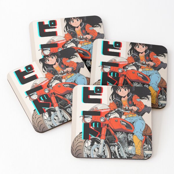 Item preview, Anime Biker Girl — Neon City Motorcycle Poster 1 designed and sold by RetroGenesis.