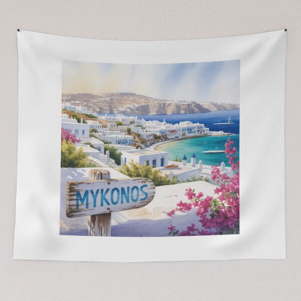 Item preview, Watercolor Mykonos View designed and sold by ArtQueen777.