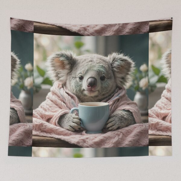 Item preview, Cozy Blanket Koala with Mug - AI Art designed and sold by FormIsle.