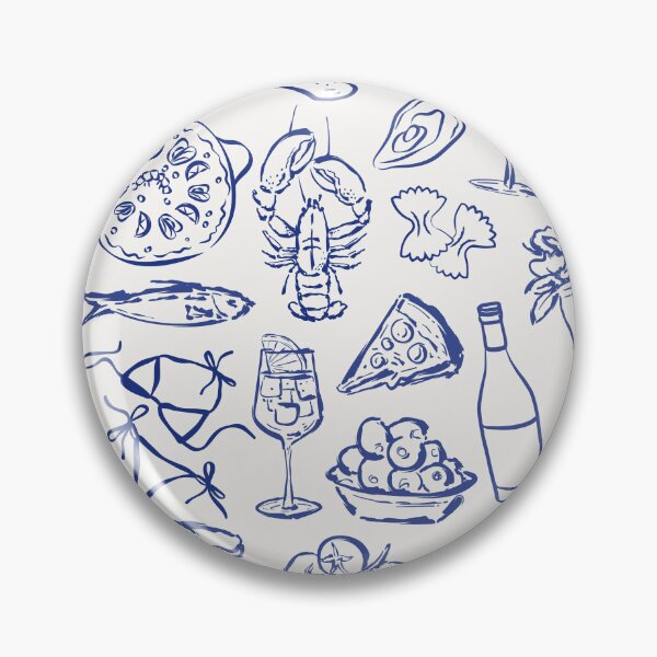 Item preview, Summer Beach Picnic Essentials Illustration - Blue Outline designed and sold by bytierney.