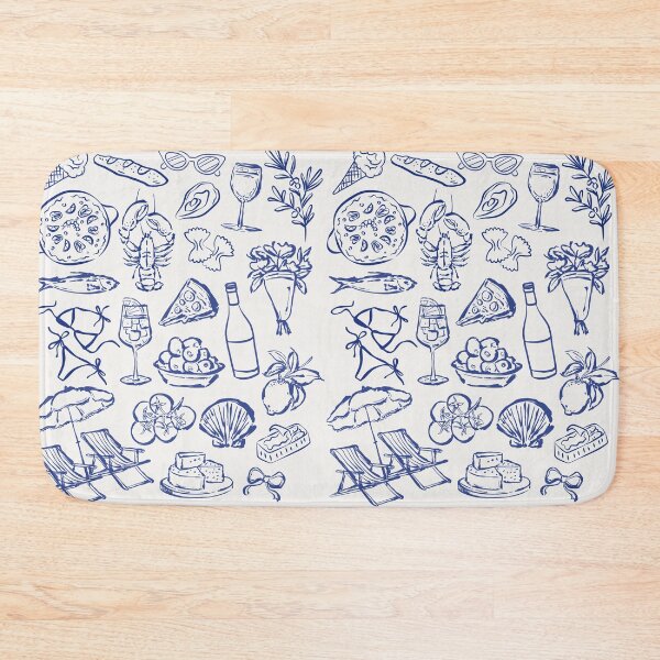 Item preview, Summer Beach Picnic Essentials Illustration - Blue Outline designed and sold by bytierney.