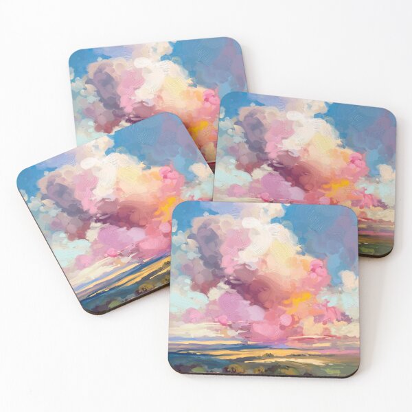 Item preview, View on valley with clouds, landscape painting designed and sold by Mikko Tyllinen.