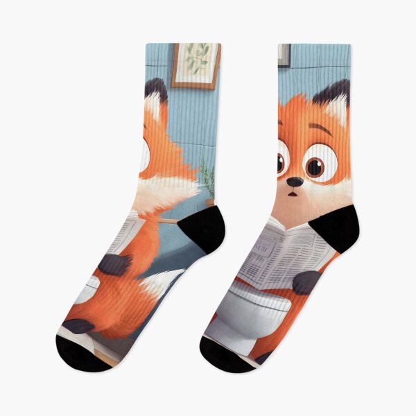 Item preview, Surprised Fox Reading News Toilet Time designed and sold by B5fivemerch.