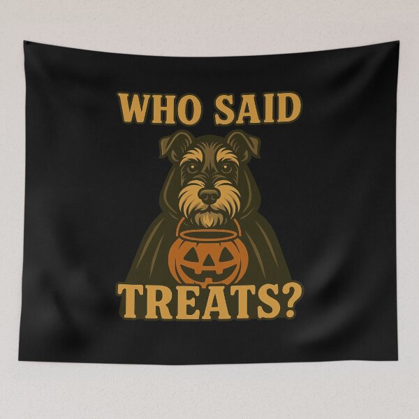 Artikelvorschau, Zwergschnauzer Halloween Who Said Treats Kürbis Hexenkostüm Mama Papa Kinder entworfen und verkauft von FurryHavenPH.