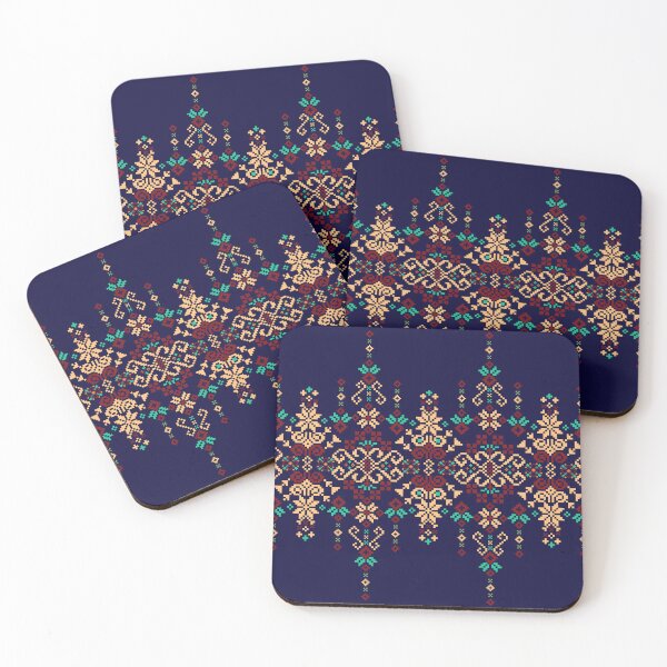 Item preview, Dark Navy Floral Pixel Ethnic Pattern designed and sold by MNX.