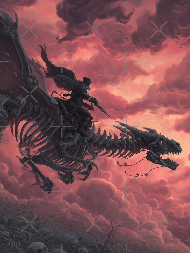 Thumbnail 4 of 4, iPhone Case, Necromancer Riding a Skeleton Dragon designed and sold by Rtymer.