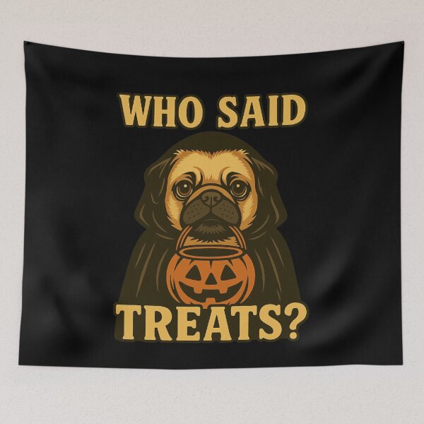 Artikelvorschau, Mops Halloween Who Said Treats Kürbis Hexe Kostüm Mama Papa Kinder entworfen und verkauft von FurryHavenPH.