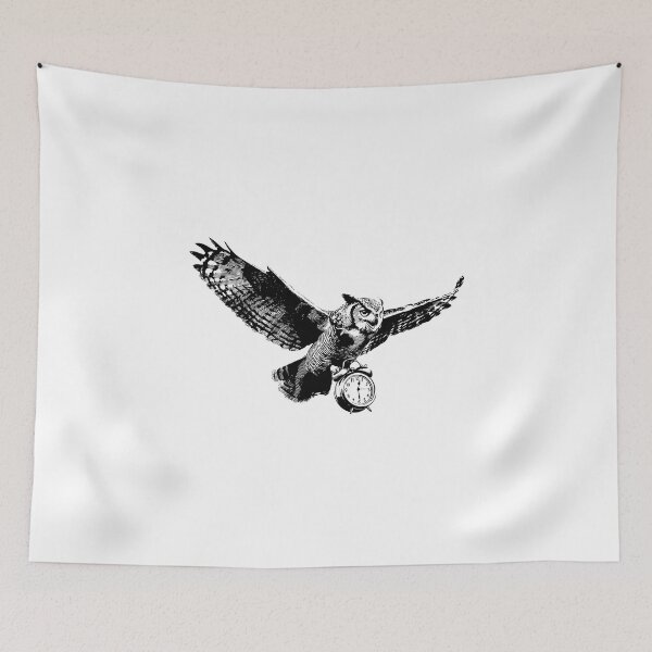 Item preview, Banksy Owl with Alarm Clock - Time Flies designed and sold by hamishby.