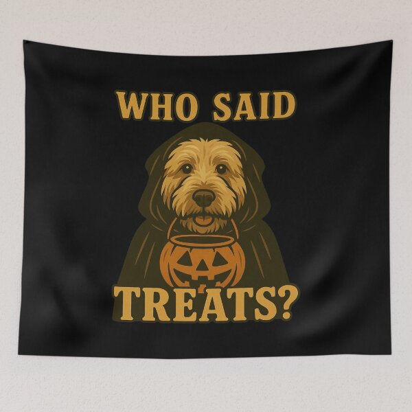 Item preview, Soft Coated Wheaten Terrier Halloween Who Said Treats Pumpkin Witch Costume Mom Dad Kids designed and sold by FurryHavenPH.