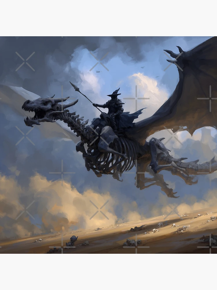 Thumbnail 3 of 3, Poster, Necromancer Riding a Skeleton Dragon designed and sold by Rtymer.