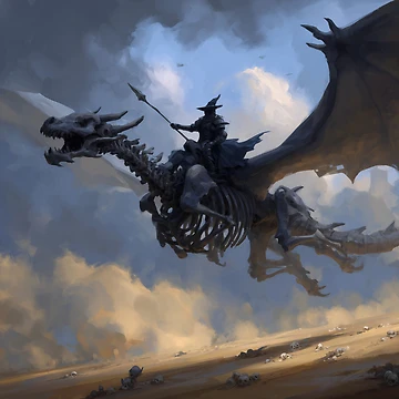 Artwork thumbnail, Necromancer Riding a Skeleton Dragon by Rtymer