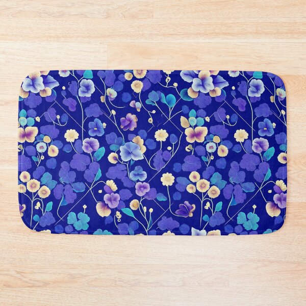 Item preview, Delicate flowers tile pattern on blue background designed and sold by Arcadia World.