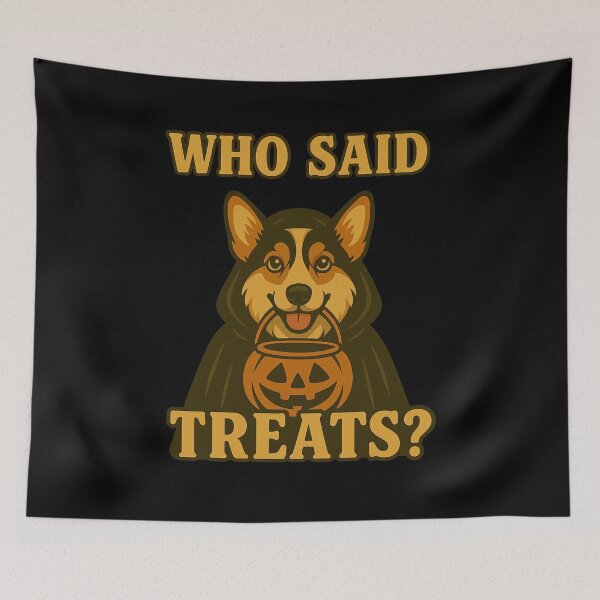 Artikelvorschau, Tricolor Corgi Halloween Who Said Treats Kürbis Hexe Kostüm Mama Papa Kinder entworfen und verkauft von FurryHavenPH.