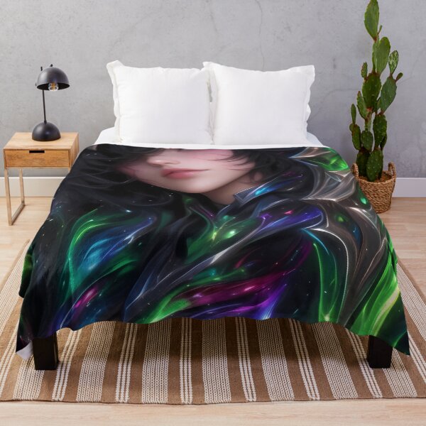 Item preview, Anime Galactic Armor Girl With Emerald Eyes In Flowing Cosmic Nebula designed and sold by TanglenRabbit.