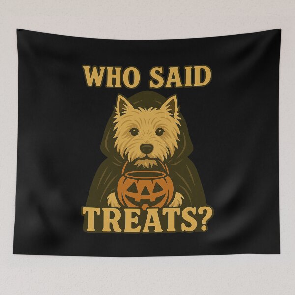 Artikelvorschau, West Highland White Terrier Westie Halloween Who Said Treats Kürbis Hexe Kostüm Mama Papa Kinder entworfen und verkauft von FurryHavenPH.