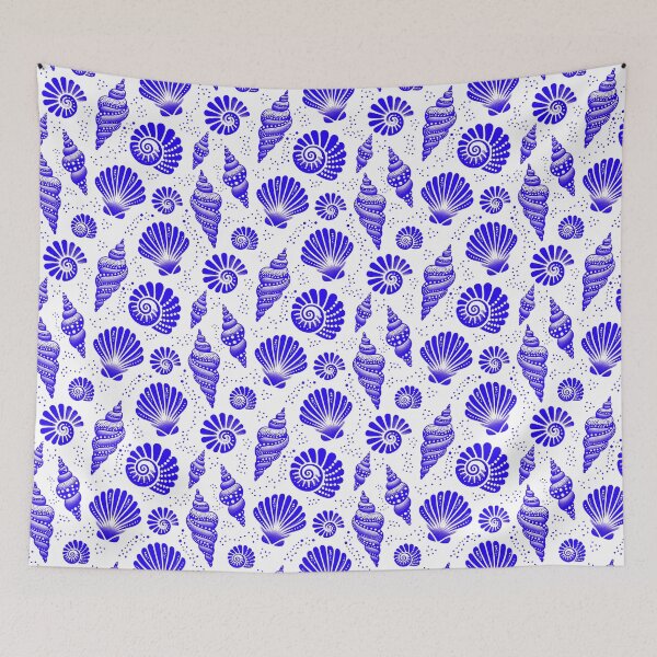 Item preview, Seashells Cobalt Blue and White designed and sold by SilverPegasus.