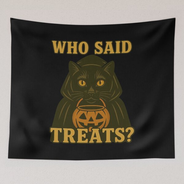 Artikelvorschau, Schwarze Katze Halloween Who Said Treats Kürbis Hexe Kostüm Mama Papa Kinder entworfen und verkauft von FurryHavenPH.