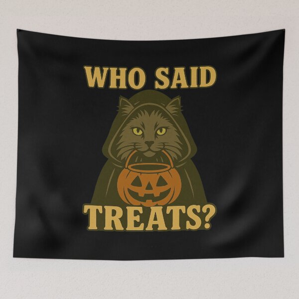 Artikelvorschau, Nebelung Katze Halloween Who Said Treats Kürbis Hexe Kostüm Mama Papa Kinder entworfen und verkauft von FurryHavenPH.