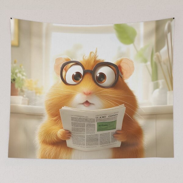 Item preview, Hamster Portrays Whimsical News Reading in Sunlit Bathroom designed and sold by GABRIELMURPHY.