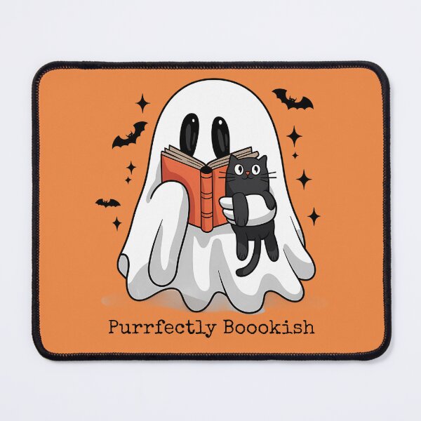 Item preview, Spooky Cozy Halloween Design - Cute Ghost Reading Book with Black Cat Halloween designed and sold by darkskydelights.