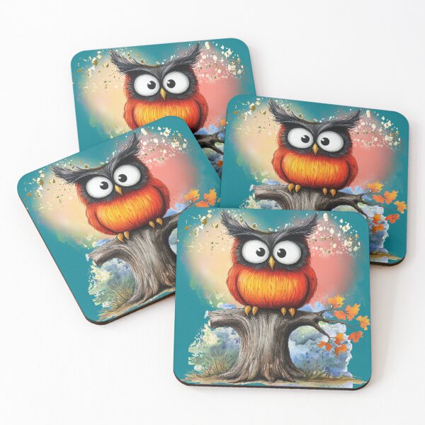 Item preview, Flaming Feathers & Big Eyes: Quirky Owl on Autumn watch designed and sold by ChenEngEng.