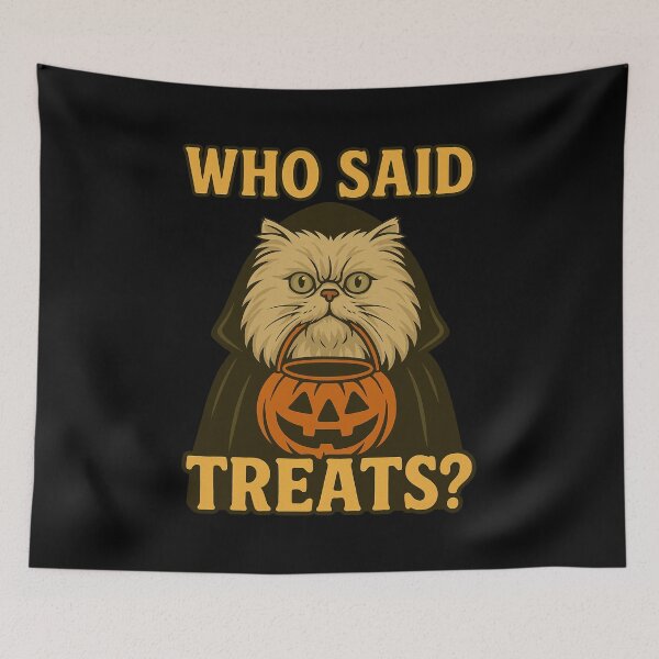 Artikelvorschau, Perserkatze Halloween Who Said Treats Kürbis Hexe Kostüm Mama Papa Kinder entworfen und verkauft von FurryHavenPH.