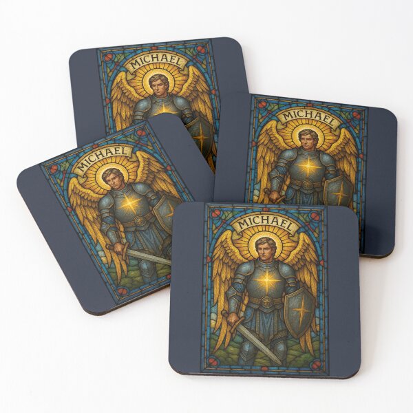 Item preview, St. Michael the Archangel – Guardian in Glory (Stained Glass Style) designed and sold by SaintGear.