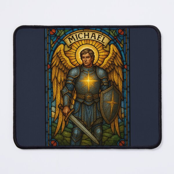 Item preview, St. Michael the Archangel – Guardian in Glory (Stained Glass Style) designed and sold by SaintGear.