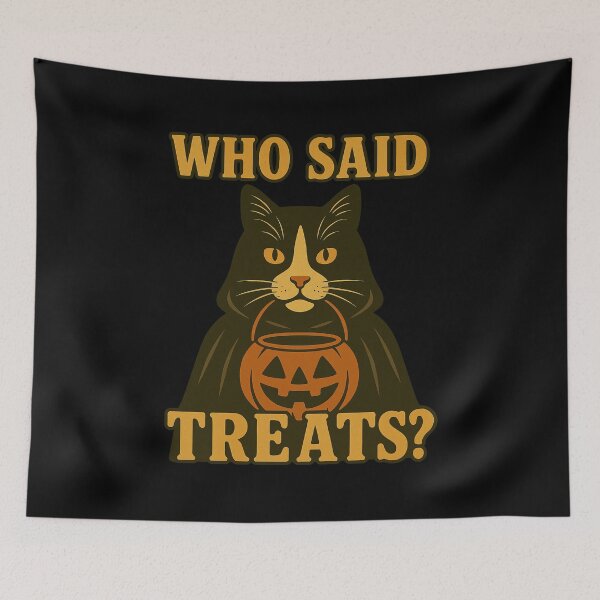 Artikelvorschau, Smoking Katze Halloween Wer sagte Leckereien Kürbis Hexe Kostüm Mama Papa Kinder entworfen und verkauft von FurryHavenPH.