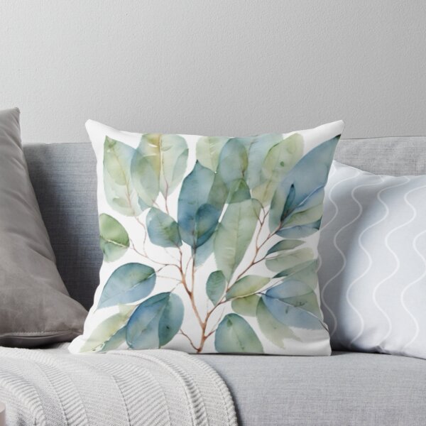 Item preview, Watercolor green teal eucalyptus leaves elegant botanical greenery  designed and sold by hollycooper.