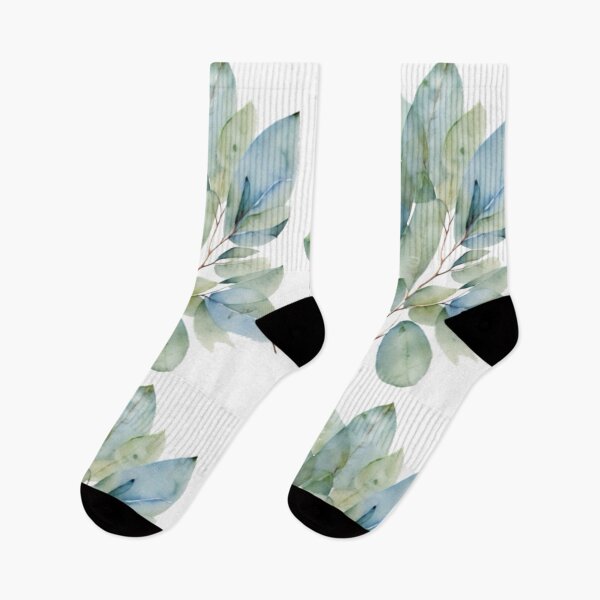 Item preview, Watercolor green teal eucalyptus leaves elegant botanical greenery  designed and sold by hollycooper.