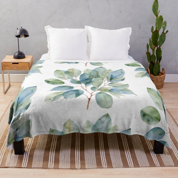 Item preview, Watercolor green teal eucalyptus leaves elegant botanical greenery  designed and sold by hollycooper.