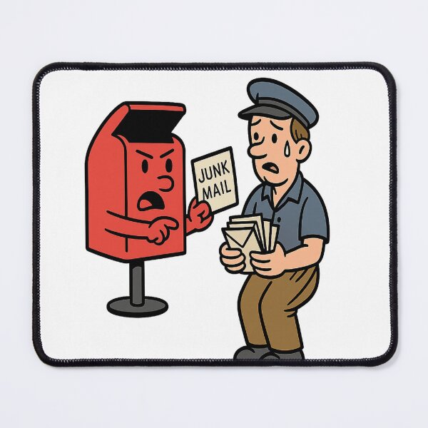 Item preview, "Mailbox Rejects Junk Mail – Role Reversal Cartoon" designed and sold by Flipped World Society.