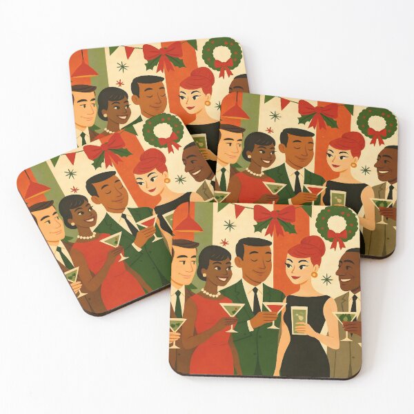 Item preview, Mid Century Retro 60s Christmas Office Martini Cocktail Party  designed and sold by Lee Hiller Designs.