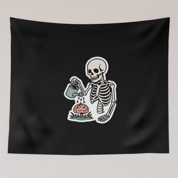 Item preview, Skeleton Nurturing Brain Sticker Art designed and sold by Amr Siam.
