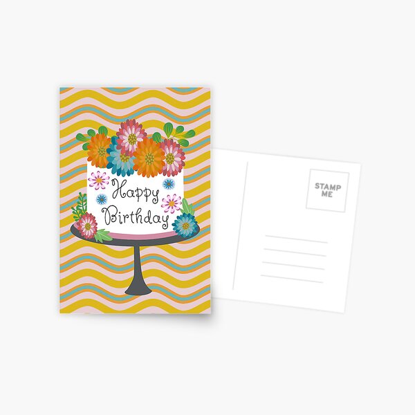 Item preview, Birthday Floral Waves and Cake designed and sold by Cedarrue.
