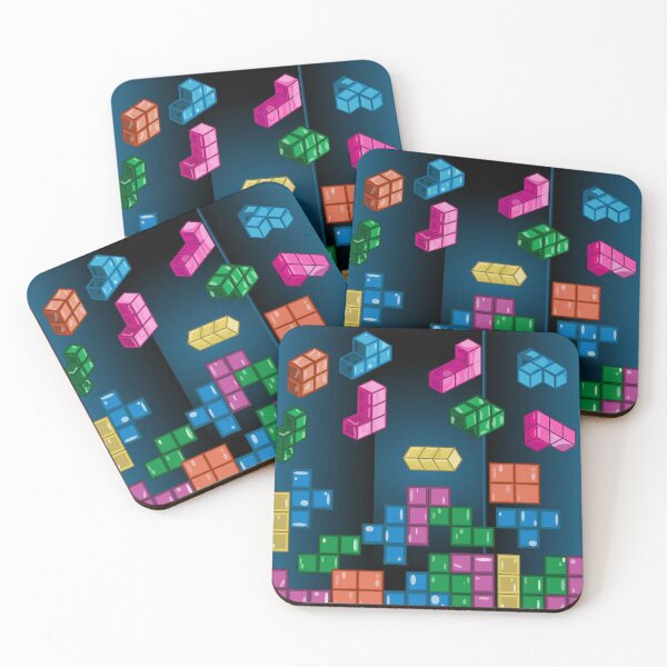 Item preview, Colorful Tetris Explosion – Retro Toy Blocks on Blue Gradient vector designed and sold by CheriTanya.