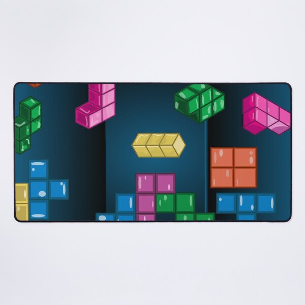 Item preview, Colorful Tetris Explosion – Retro Toy Blocks on Blue Gradient vector designed and sold by CheriTanya.
