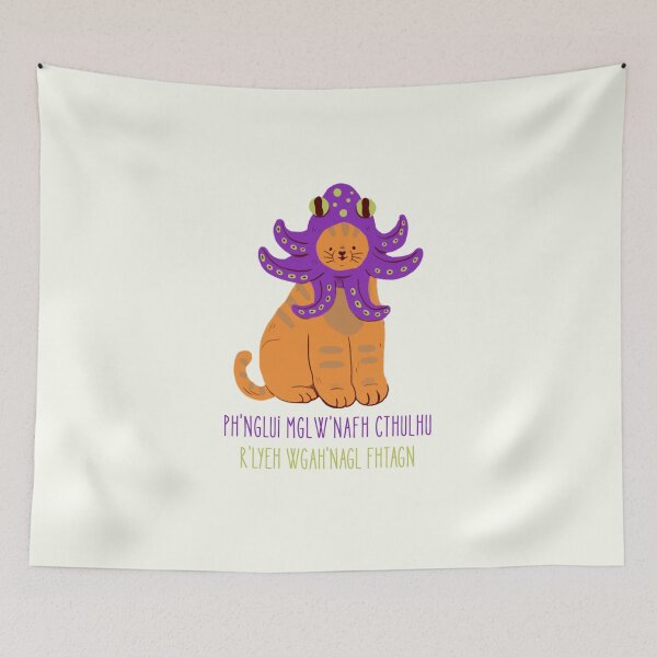 Item preview, Cthulhu Cute Halloween Orange cat with purple octopus hat Pet Costume designed and sold by Dark & Darling.