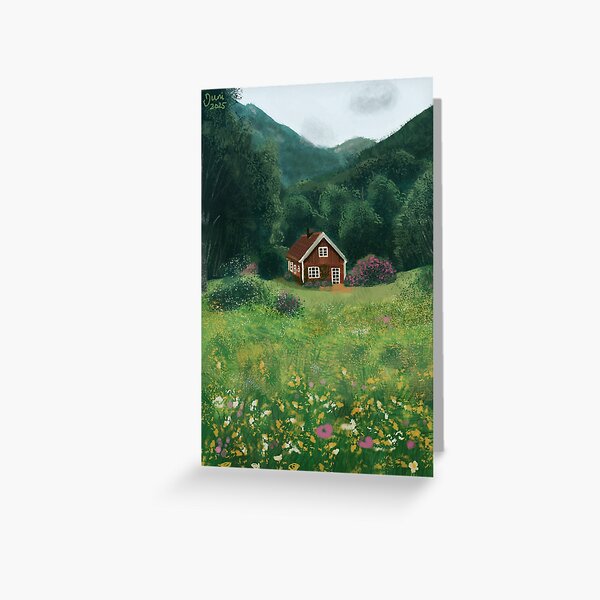 Aperçu de l'œuvre Chalet aux fleurs sauvages créée et vendue par Juniper's Art.