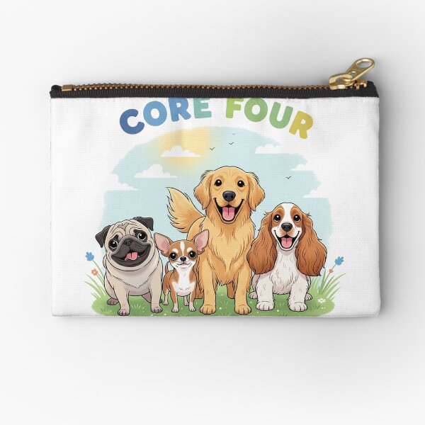 Item preview, Core Four Dogs, pug, chihuahua, golden retriever, and cocker spaniel, core 4 designed and sold by Christopher Faxon.