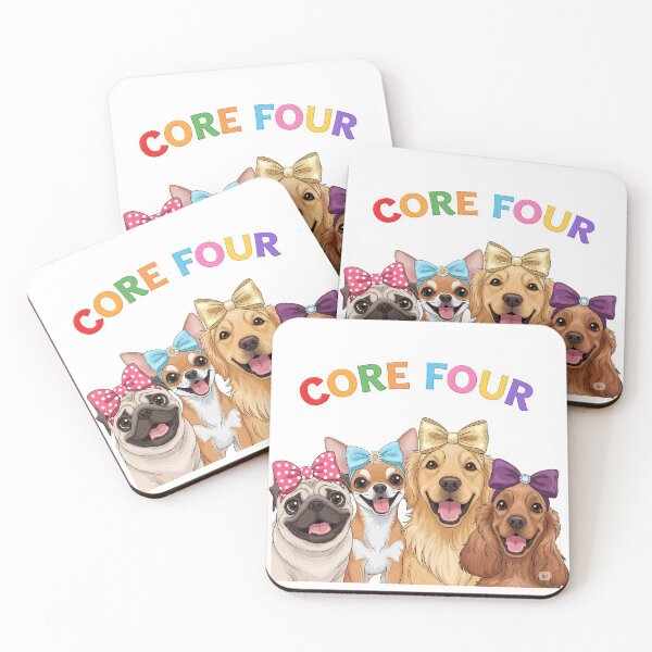 Item preview, Core Four Dogs, pug, chihuahua, golden retriever, and cocker spaniel, core 4 designed and sold by Christopher Faxon.
