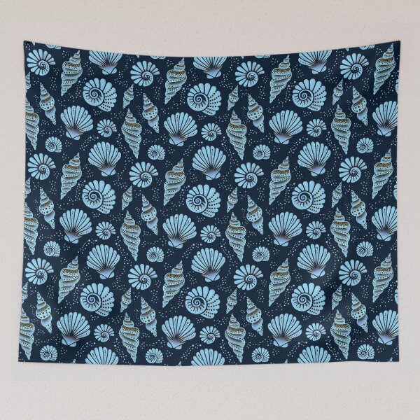 Item preview, Seashells Moonlight Blue designed and sold by SilverPegasus.