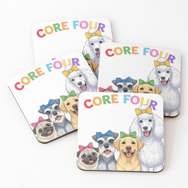 Item preview, Core Four Dogs, pug, schnauzer, labrador retriever, poodle, core 4 designed and sold by Christopher Faxon.