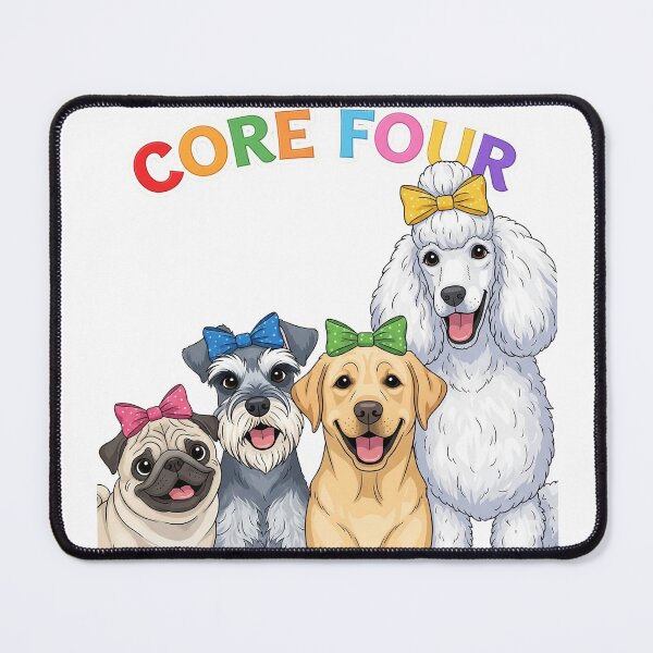 Item preview, Core Four Dogs, pug, schnauzer, labrador retriever, poodle, core 4 designed and sold by Christopher Faxon.
