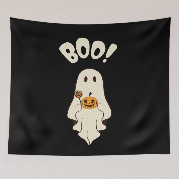 Item preview, Halloween ghost with a pumpkin in his hand and the inscription boo designed and sold by DżodżoJoy.